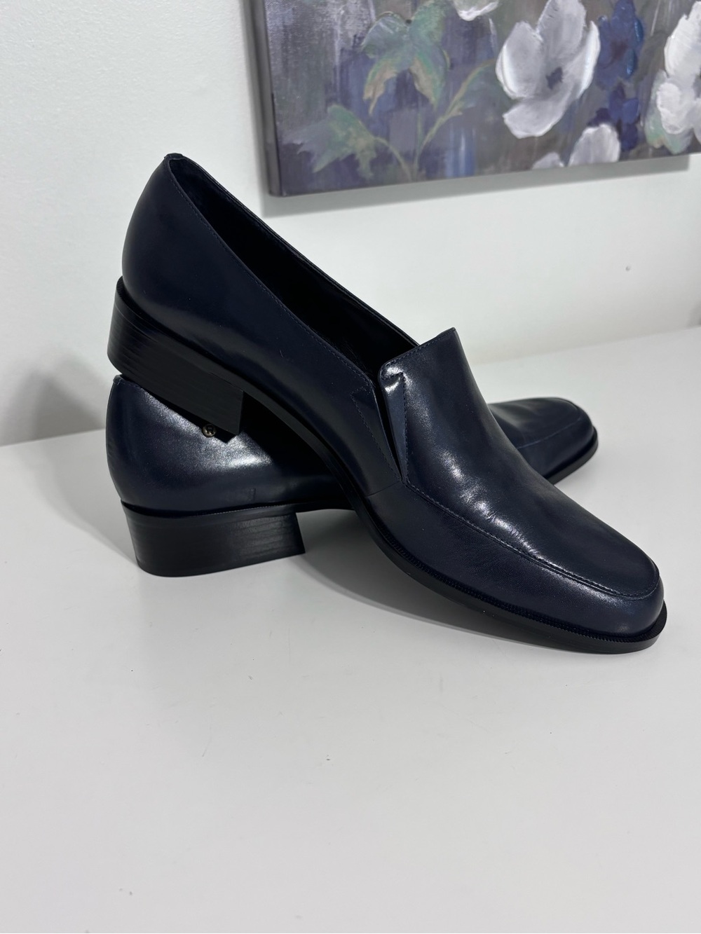 Etienne Aigner Womens Loafers Stamford Navy Leather sip on Shoe 10 NARROW